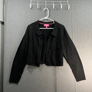 Isaac Mizrahi Live! Collared ester Cardigan Cardiaan tch Black Size Large